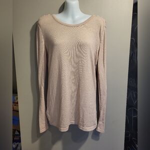Ardene Light Pink Long Sleeve Lightknit Sweater, Size Large